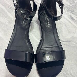 Kenneth Cole Black Patent Ankle-Strap Sandals